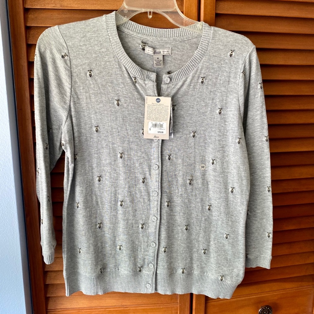 Bass cardigan with bee detail - NWT - M